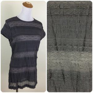 NWT GUESS by Marciano Small Gray Layered Stretch Lace Short Sleeve Shirt